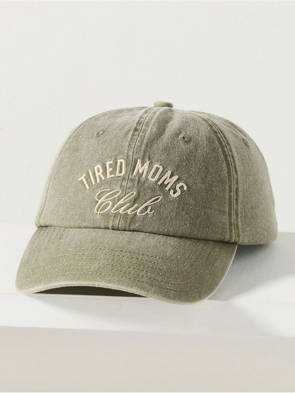 NWT Anthropologie Tired Moms Club Embroidered Baseball Cap - Olive